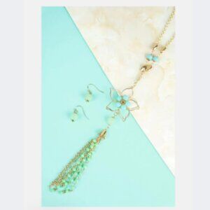 New Mint Floretta Jewelry Set: Necklace & Earrings